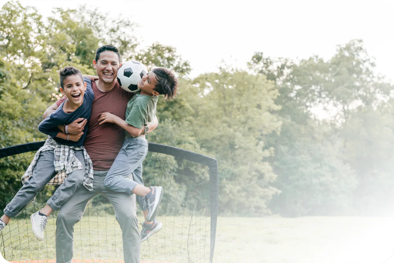 People playing soccer together